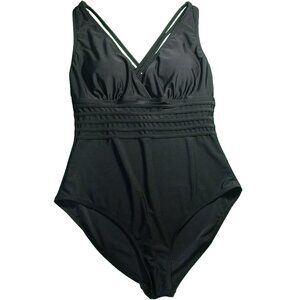 Classic Black One Piece Strappy Back Swimsuit Size L